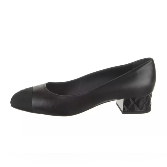 NEW Chanel Ballet Pump With Lucite Structured Heel  Grosgrain CC Toe Cap - Picture 1 of 9